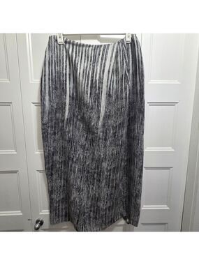 Nygard Collection Abstract Grey Black Faux Wrap Midi Skirt Size 16 Maxi